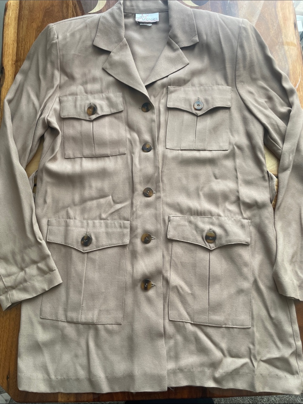 Vintage 80s 90s Light Suit Jacket Safari Khaki